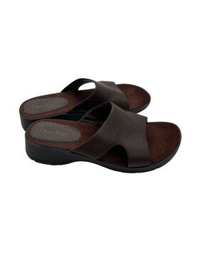 BareTraps Brown Leather Slide Sandals
